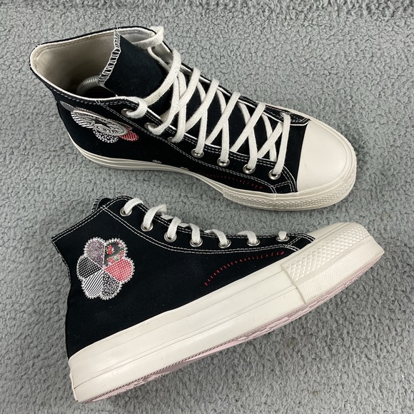 Converse Shoes 10 Chuck Taylor Lift Hi Crafted Patchwork All Star Flower‎ Patch - Picture 16 of 16